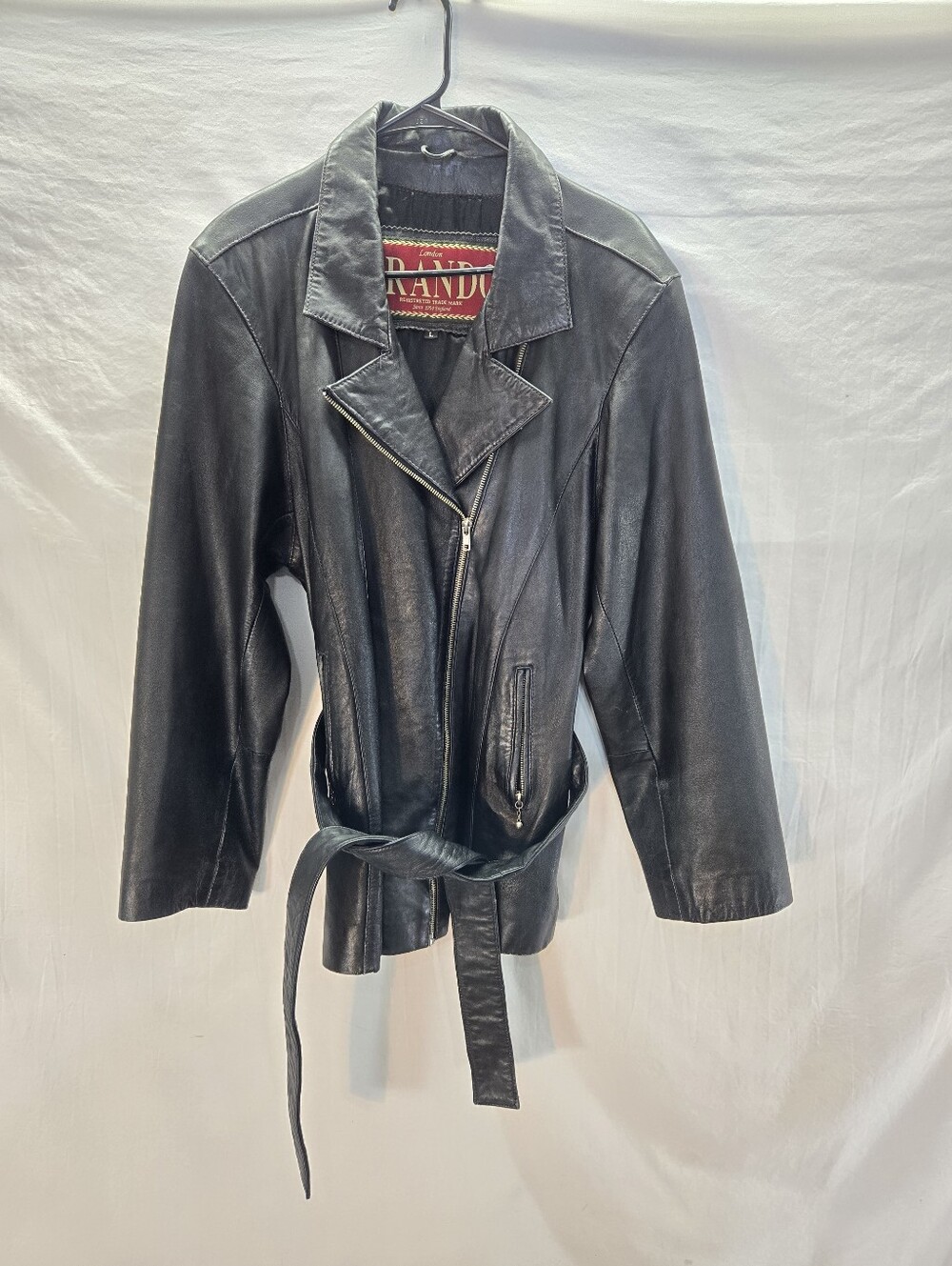 Vintage Brando Women's Size Large Black Genuine Leather Motorcycle Jacket Biker